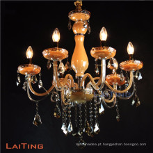 Home hall lustres de velas de cristal, lustre de cristal com 6 luzes